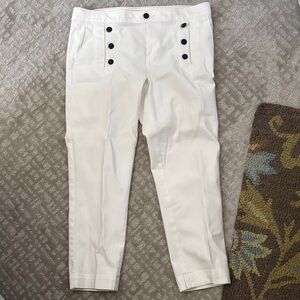 Tommy Hilfiger Ivory Ankle Pants with Black Buttons